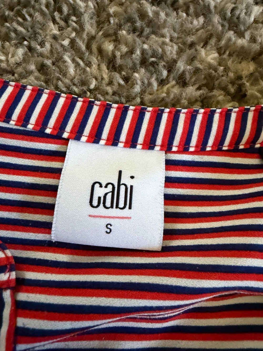 CAbi Red, White & Navy Striped Tee